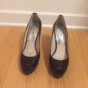 Michael Kors Open Toe Patent Leather Pumps